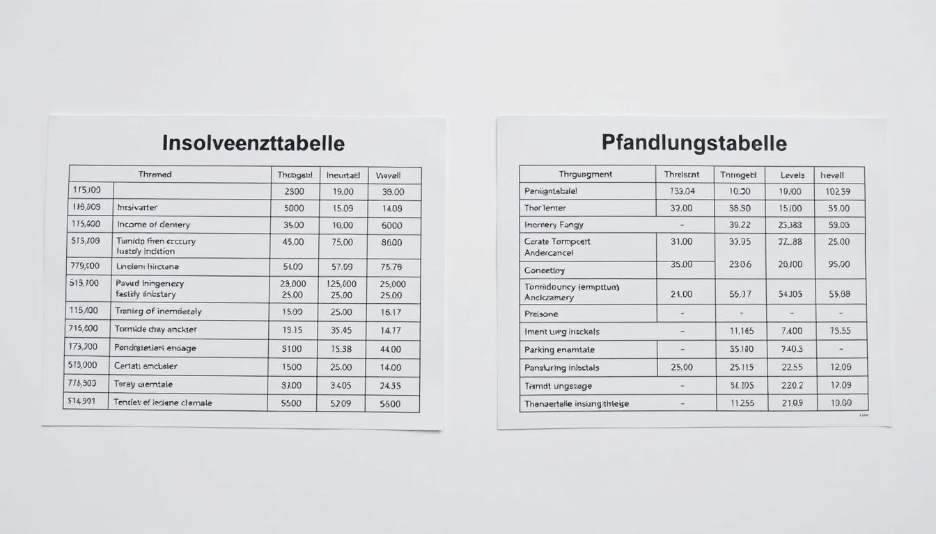 Insolvenztabelle und Pfändungstabelle Vergleich Insolvenztabelle und Pfändungstabelle Vergleich